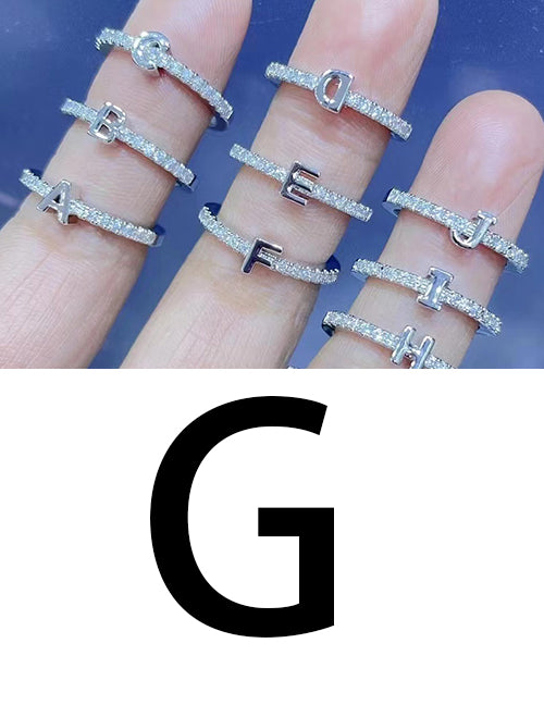 Fashion Platinum A Bronze Diamond 26 Letter Ring