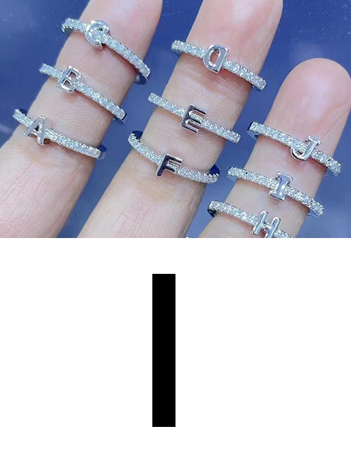 Fashion Platinum A Bronze Diamond 26 Letter Ring