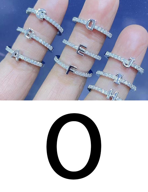 Fashion Platinum A Bronze Diamond 26 Letter Ring