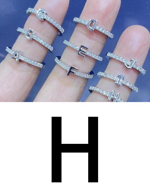 Fashion Platinum A Bronze Diamond 26 Letter Ring