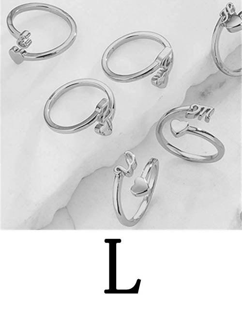 Fashion Platinum A Copper Gold Plated Heart 26 Letter Open Ring