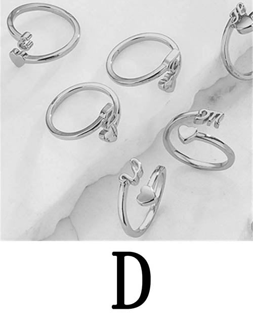 Fashion Platinum A Copper Gold Plated Heart 26 Letter Open Ring
