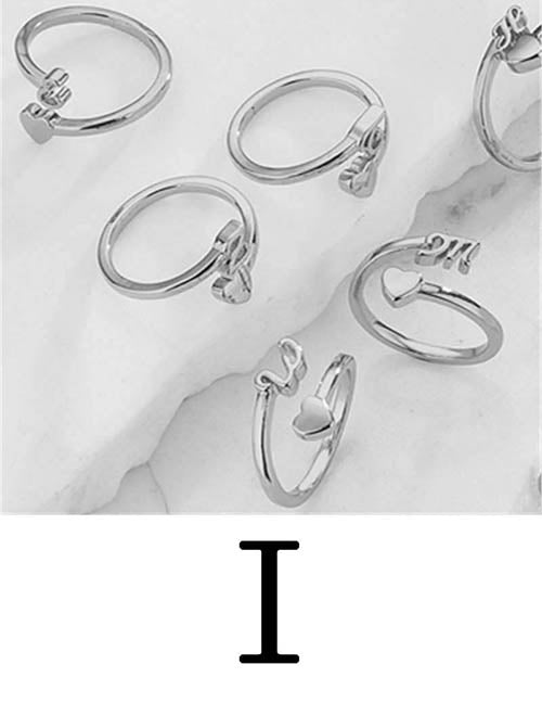 Fashion Platinum A Copper Gold Plated Heart 26 Letter Open Ring