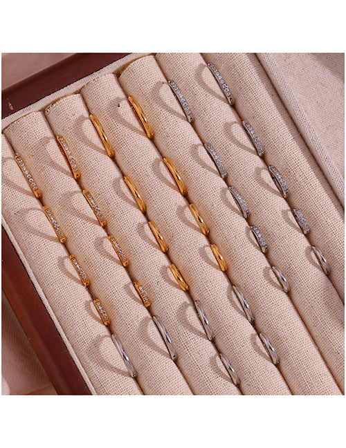 Fashion Rounded Zircon Earrings - Gold - 10mm Round Earrings In Titanium Steel And Diamonds