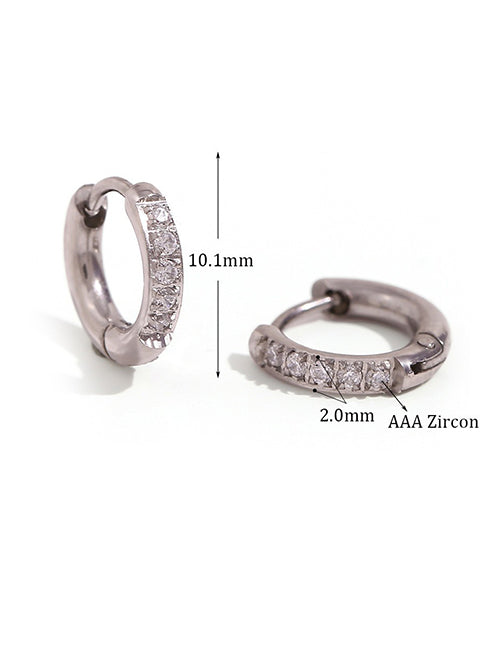 Fashion Rounded Zircon Earrings - Gold - 10mm Round Earrings In Titanium Steel And Diamonds