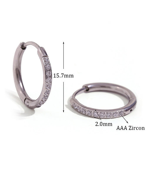 Fashion Rounded Zircon Earrings - Gold - 10mm Round Earrings In Titanium Steel And Diamonds