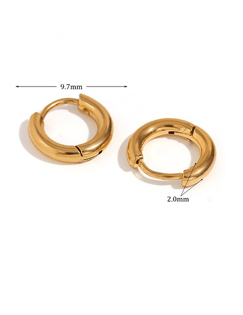 Fashion Rounded Zircon Earrings - Gold - 10mm Round Earrings In Titanium Steel And Diamonds