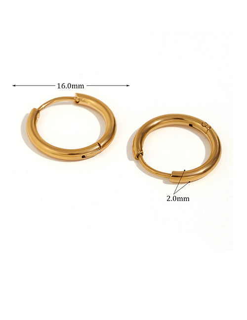 Fashion Rounded Zircon Earrings - Gold - 10mm Round Earrings In Titanium Steel And Diamonds