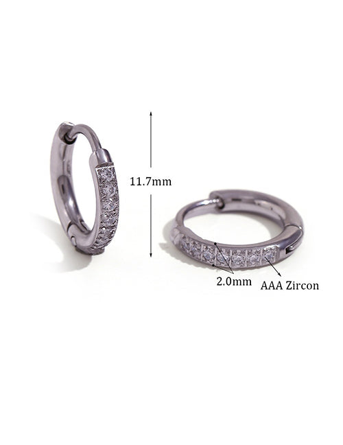 Fashion Rounded Zircon Earrings - Gold - 10mm Round Earrings In Titanium Steel And Diamonds