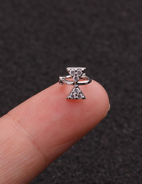 Fashion Silver 1# Zircon Flower Earrings