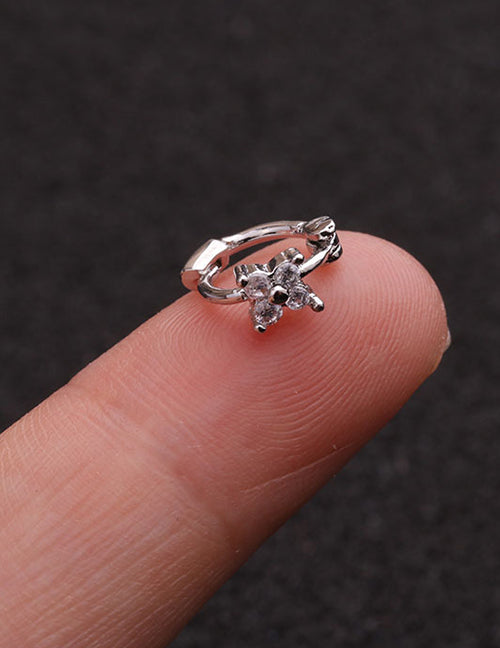 Fashion Silver 1# Zircon Flower Earrings