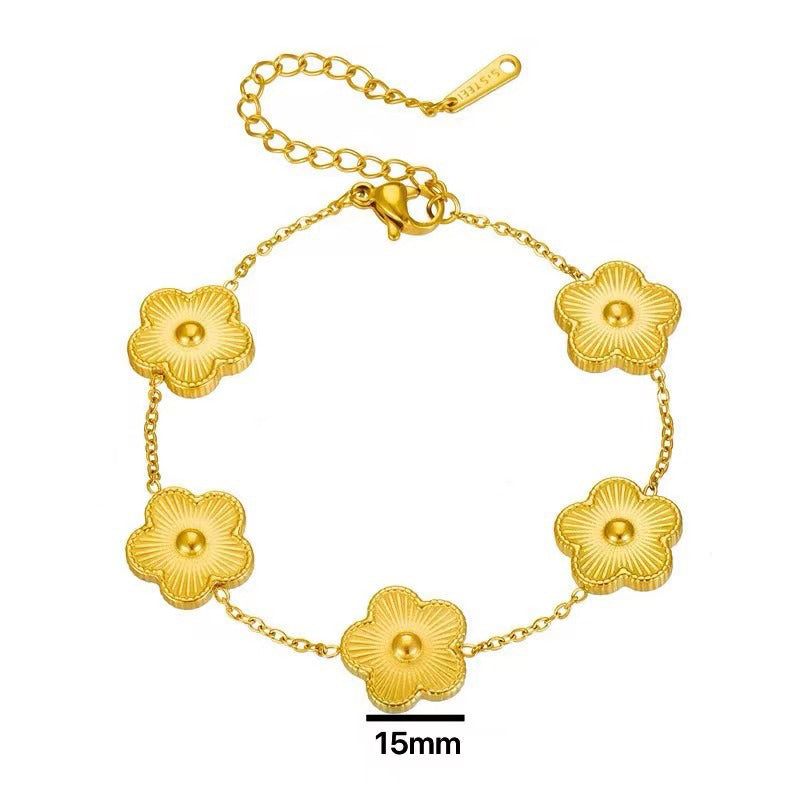 Fashion Silver Bracelet Titanium Steel Flower Bracelet