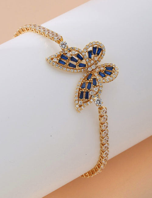 Fashion Square Gold Copper Inlaid Zirconia Tennis Link Bracelet