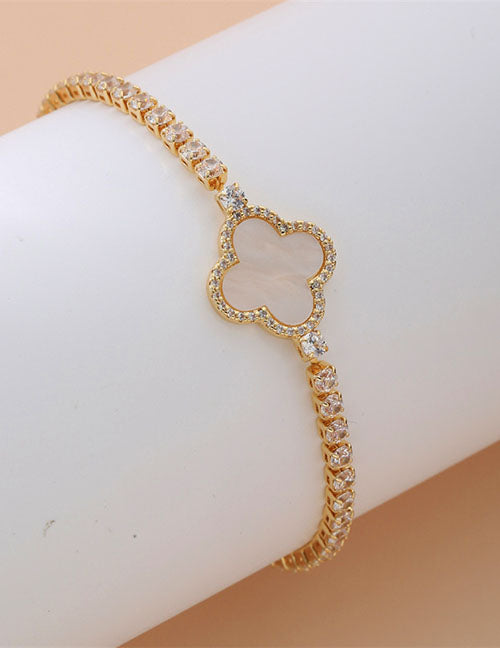 Fashion Square Gold Copper Inlaid Zirconia Tennis Link Bracelet