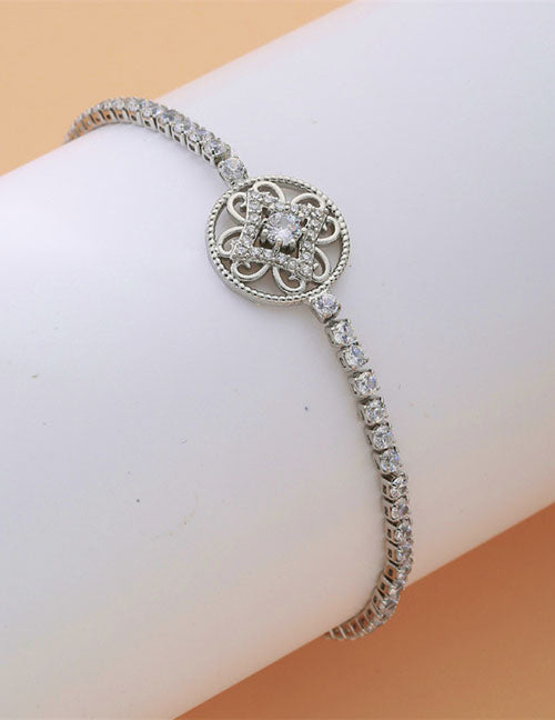 Fashion Square Gold Copper Inlaid Zirconia Tennis Link Bracelet