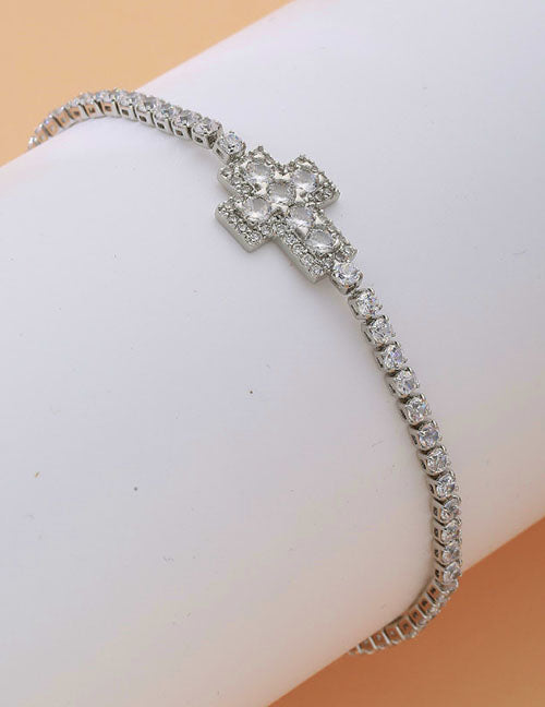 Fashion Square Gold Copper Inlaid Zirconia Tennis Link Bracelet