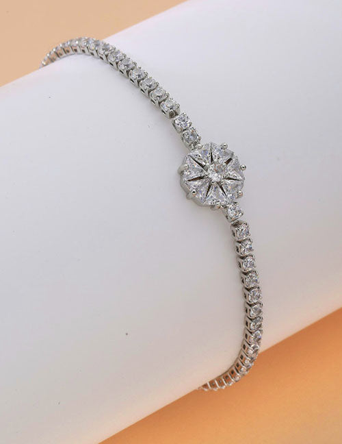 Fashion Square Gold Copper Inlaid Zirconia Tennis Link Bracelet