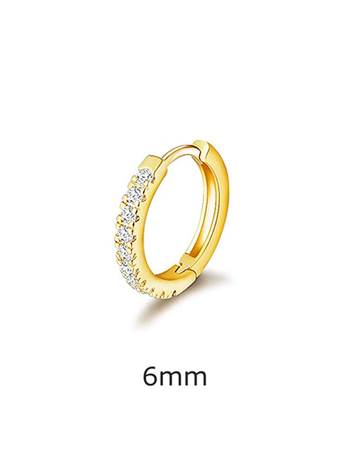 Fashion Steel Color 6mm Copper Inlaid Round Ear Ring