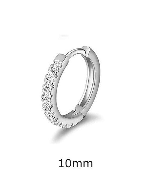 Fashion Steel Color 6mm Copper Inlaid Round Ear Ring