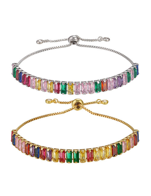 Fashion T Square Gold Color Diamond Copper Inlaid Zirconium T-shaped Diamond Pull Bracelet