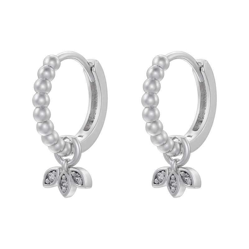 Fashion Ve1135 Gold 1 Pair Gold-plated Copper Round Earrings With Diamonds And Pearls