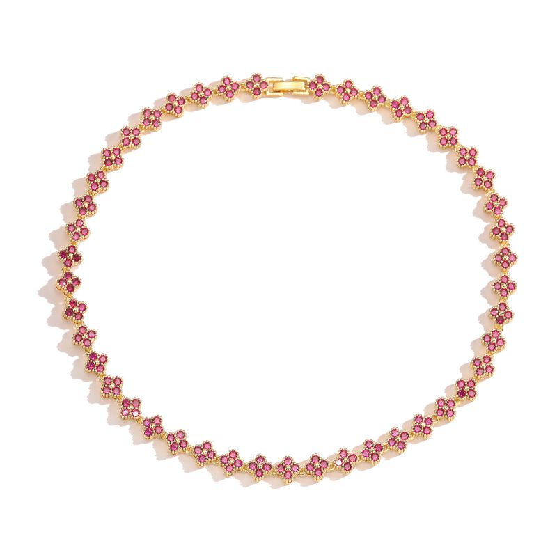 Fashion White Gold White Diamond Bracelet Gold-plated Copper Flower Bracelet With Colored Diamonds