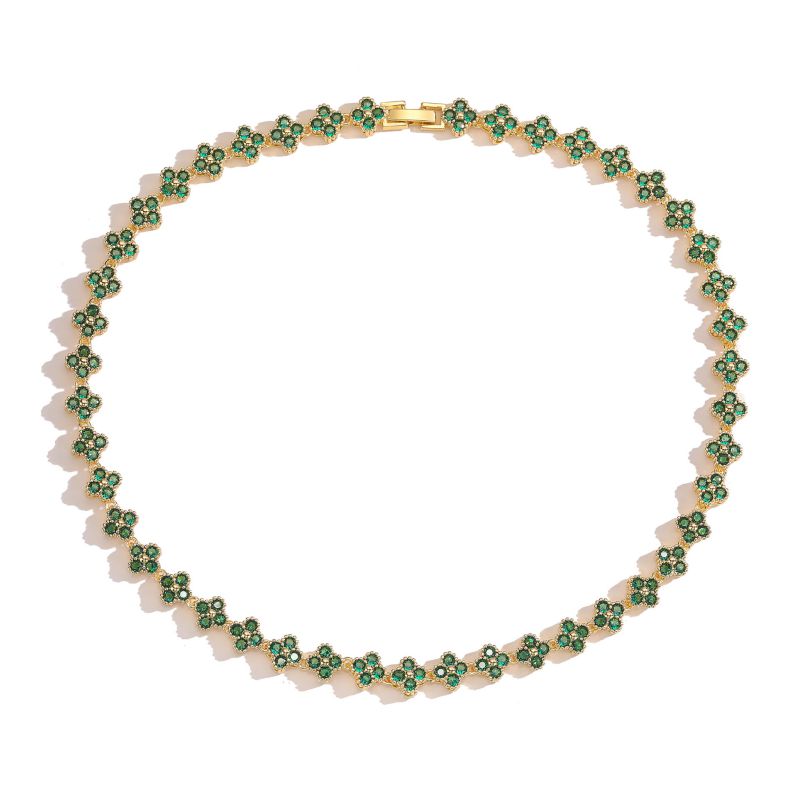 Fashion White Gold White Diamond Bracelet Gold-plated Copper Flower Bracelet With Colored Diamonds