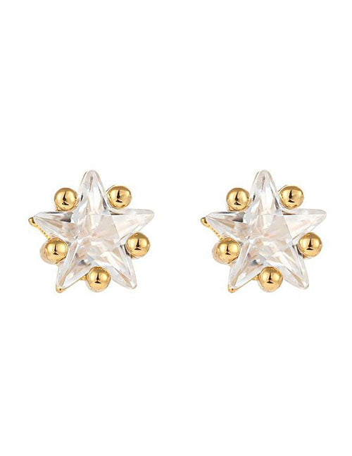 Fashion Zircon Flower Stud Earrings Copper Diamond Flower Stud Earrings