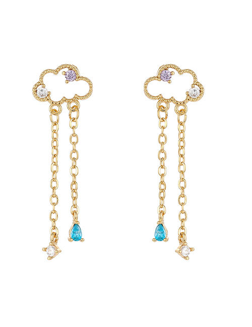 Fashion Zircon Flower Stud Earrings Copper Diamond Flower Stud Earrings