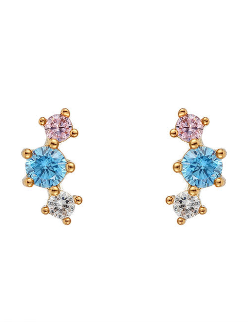 Fashion Zircon Flower Stud Earrings Copper Diamond Flower Stud Earrings