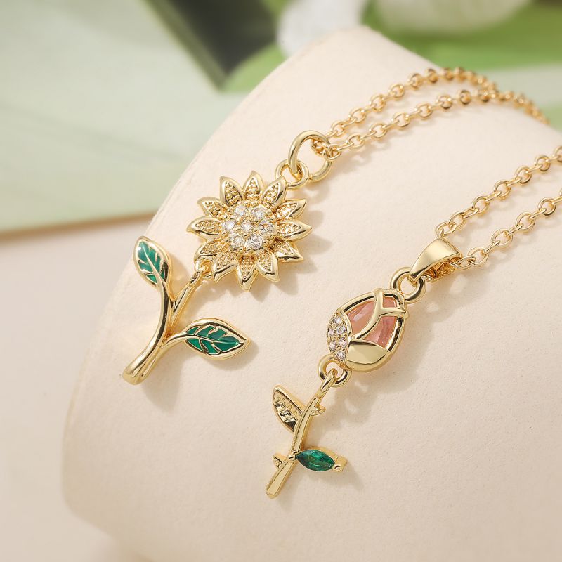 Flowers 1 Copper Diamond Flower Necklace