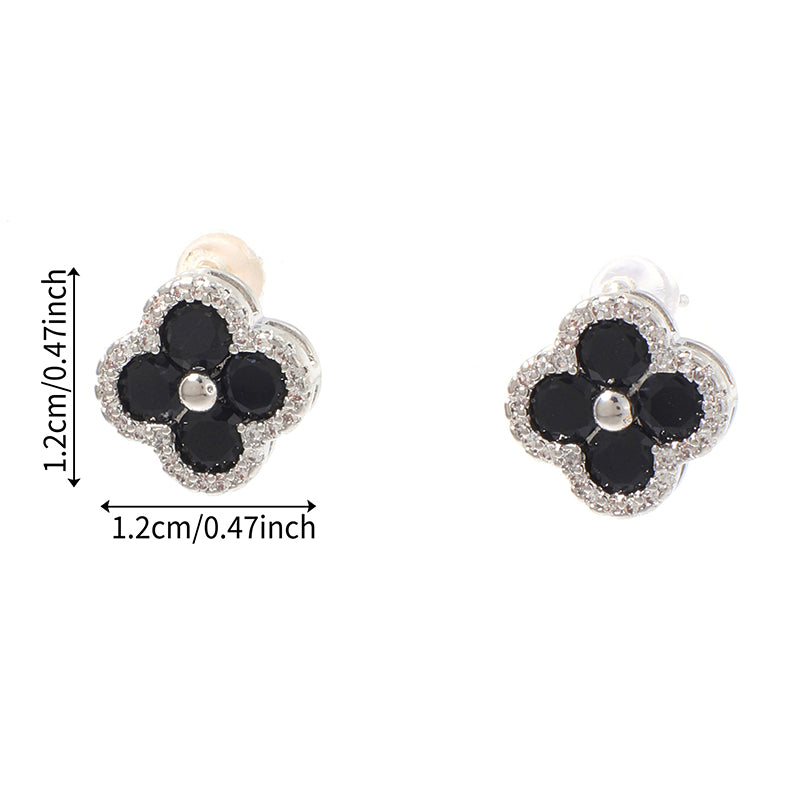 Four-leaf Clover - 1 Copper And Diamond-encrusted Four-leaf Clover Earrings