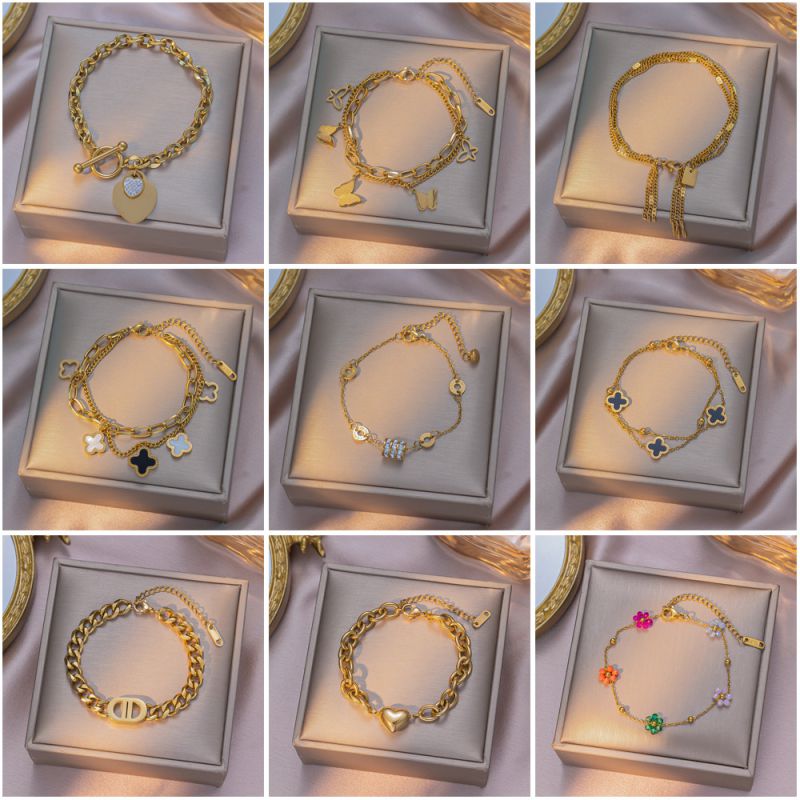 Full Diamond Butterfly Gold Titanium Steel Butterfly Bracelet