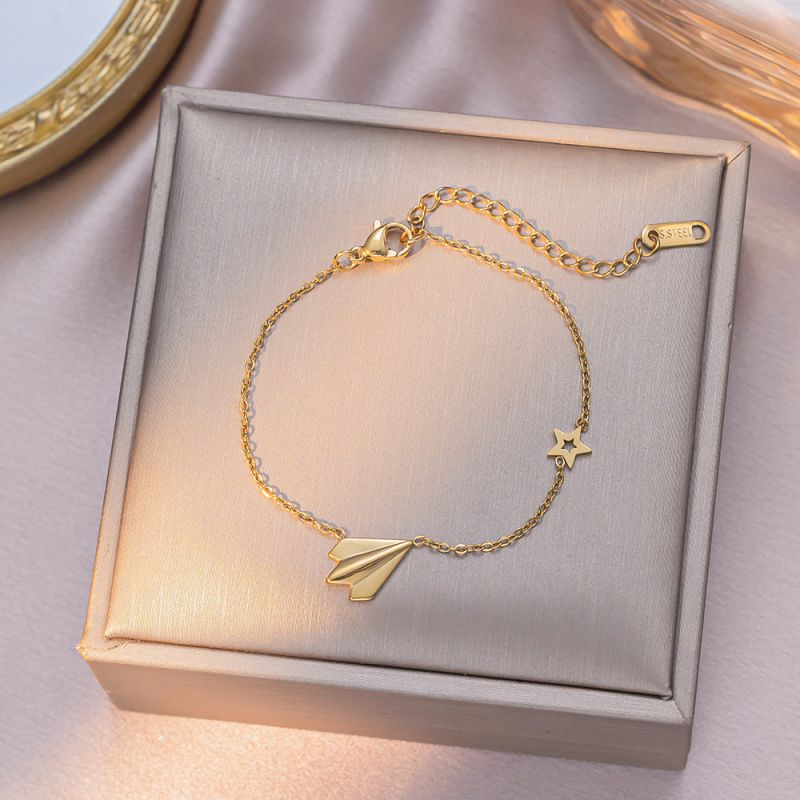 Full Diamond Butterfly Gold Titanium Steel Butterfly Bracelet