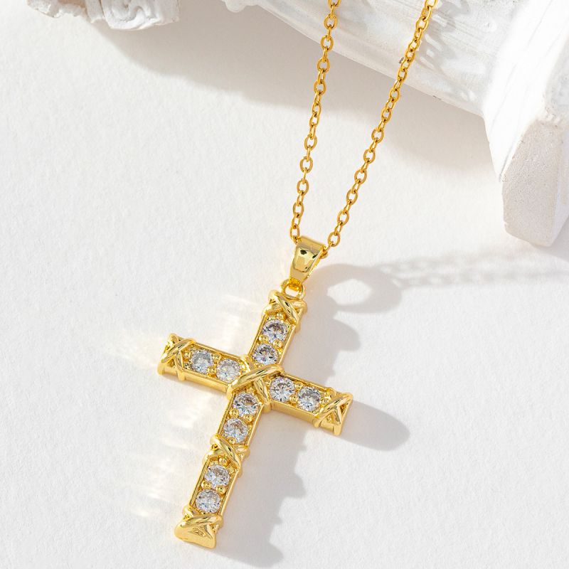 G Copper Diamond Cross Necklace