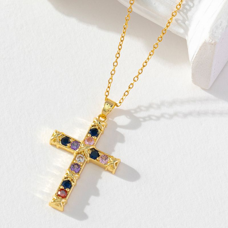 G Copper Diamond Cross Necklace