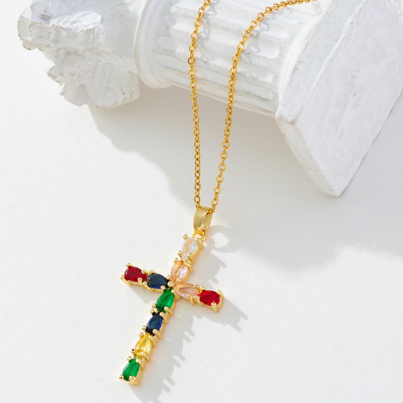 G Copper Diamond Cross Necklace