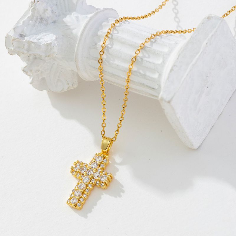 G Copper Diamond Cross Necklace