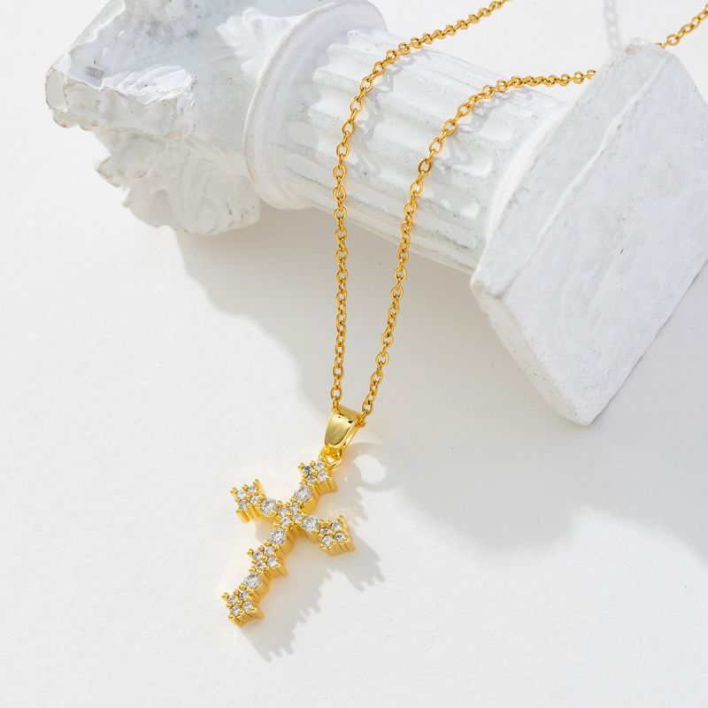 G Copper Diamond Cross Necklace