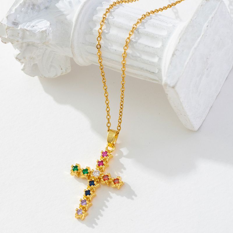 G Copper Diamond Cross Necklace