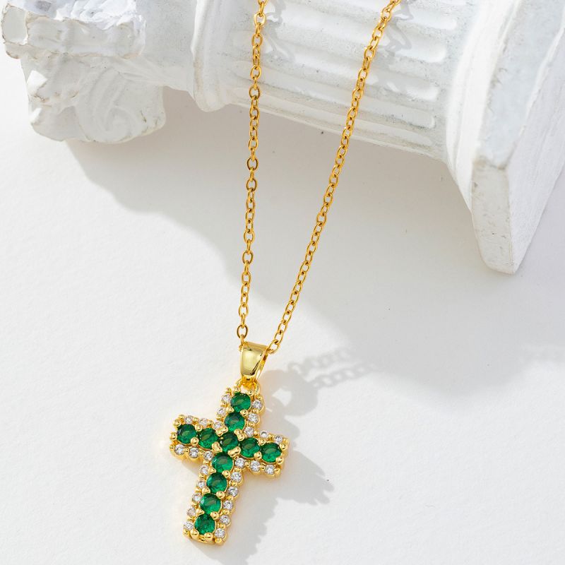 G Copper Diamond Cross Necklace