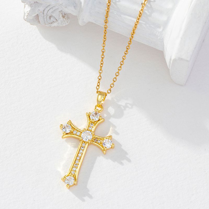 G Copper Diamond Cross Necklace