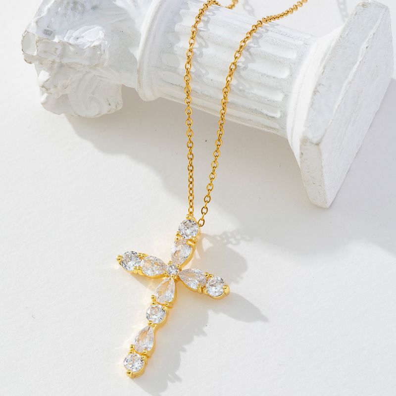 G Copper Diamond Cross Necklace