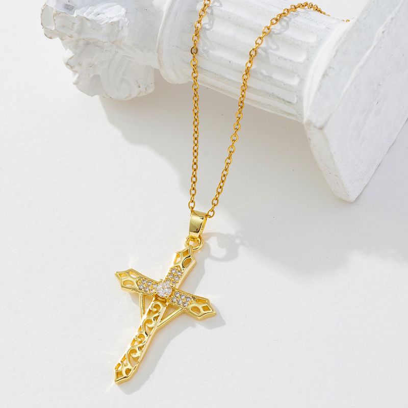 G Copper Diamond Cross Necklace