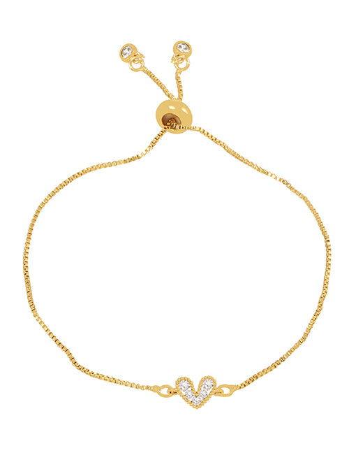 Fashion Navy Blue Bronze Zircon Heart Pendant Bracelet