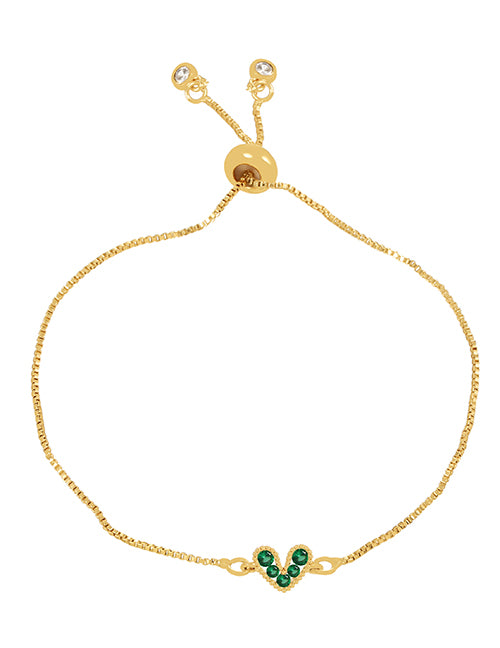 Fashion Navy Blue Bronze Zircon Heart Pendant Bracelet