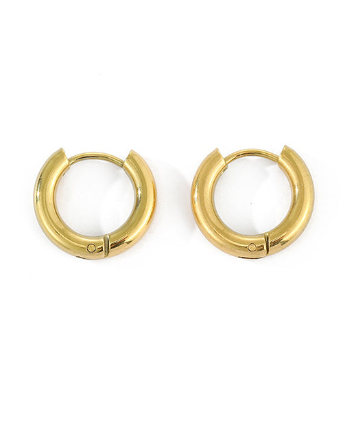 Fashion 15mm Steel Color Stainless Steel Hoop Earrings