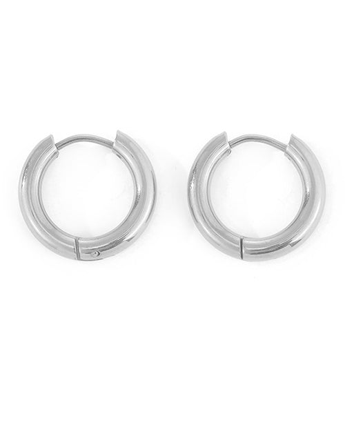 Fashion 15mm Steel Color Stainless Steel Hoop Earrings