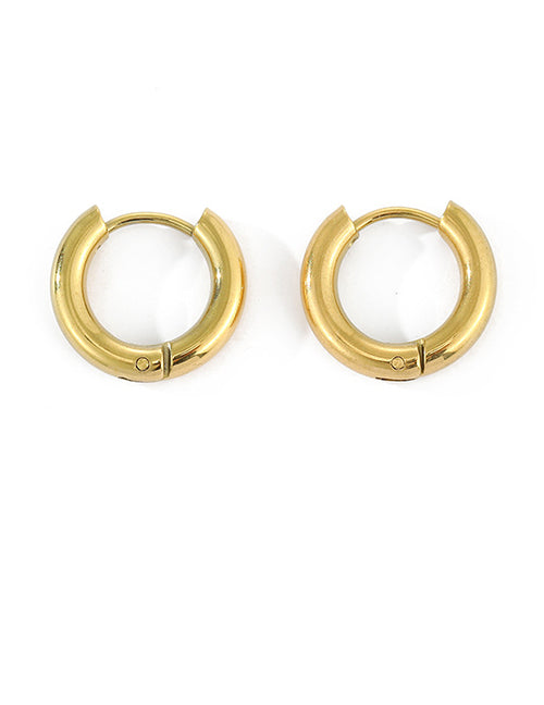 Fashion 15mm Steel Color Stainless Steel Hoop Earrings