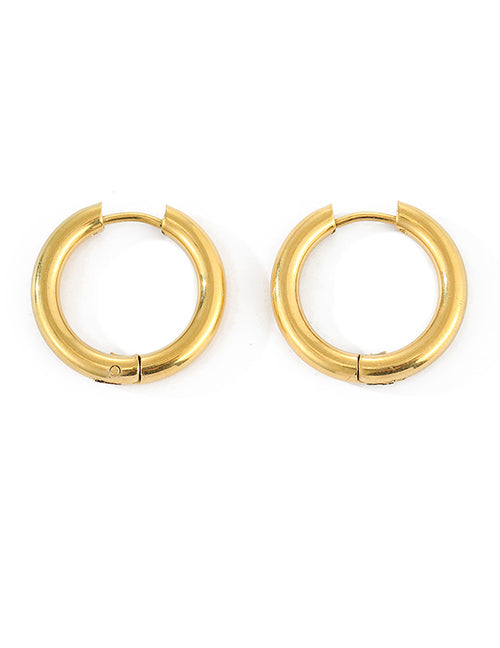 Fashion 15mm Steel Color Stainless Steel Hoop Earrings